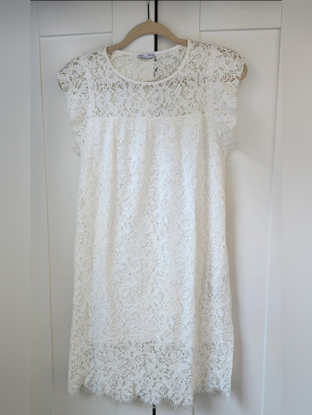 Zara Boho White Lace Dress - Elegant Floral Overlay